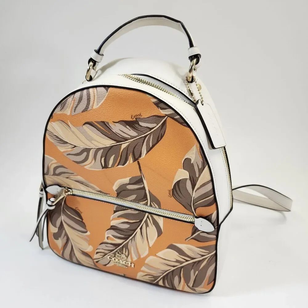 Coach 3962 Jordyn Backpack Banana Leaves Redwood Sunbeam Multi Orange Bag Purse